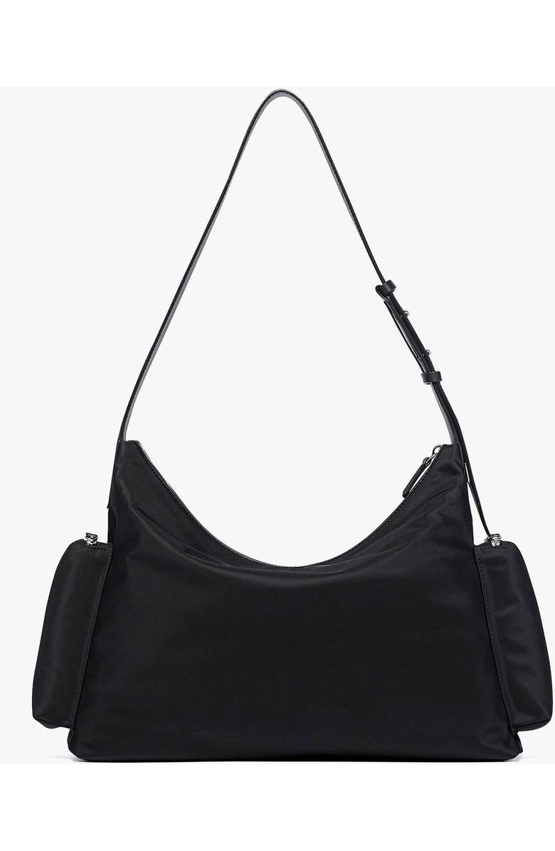 MCM Aren Zip Hobo in ECONYLÂ<sup>®</sup> and Monogram Print Leather, Alternate, color, Black