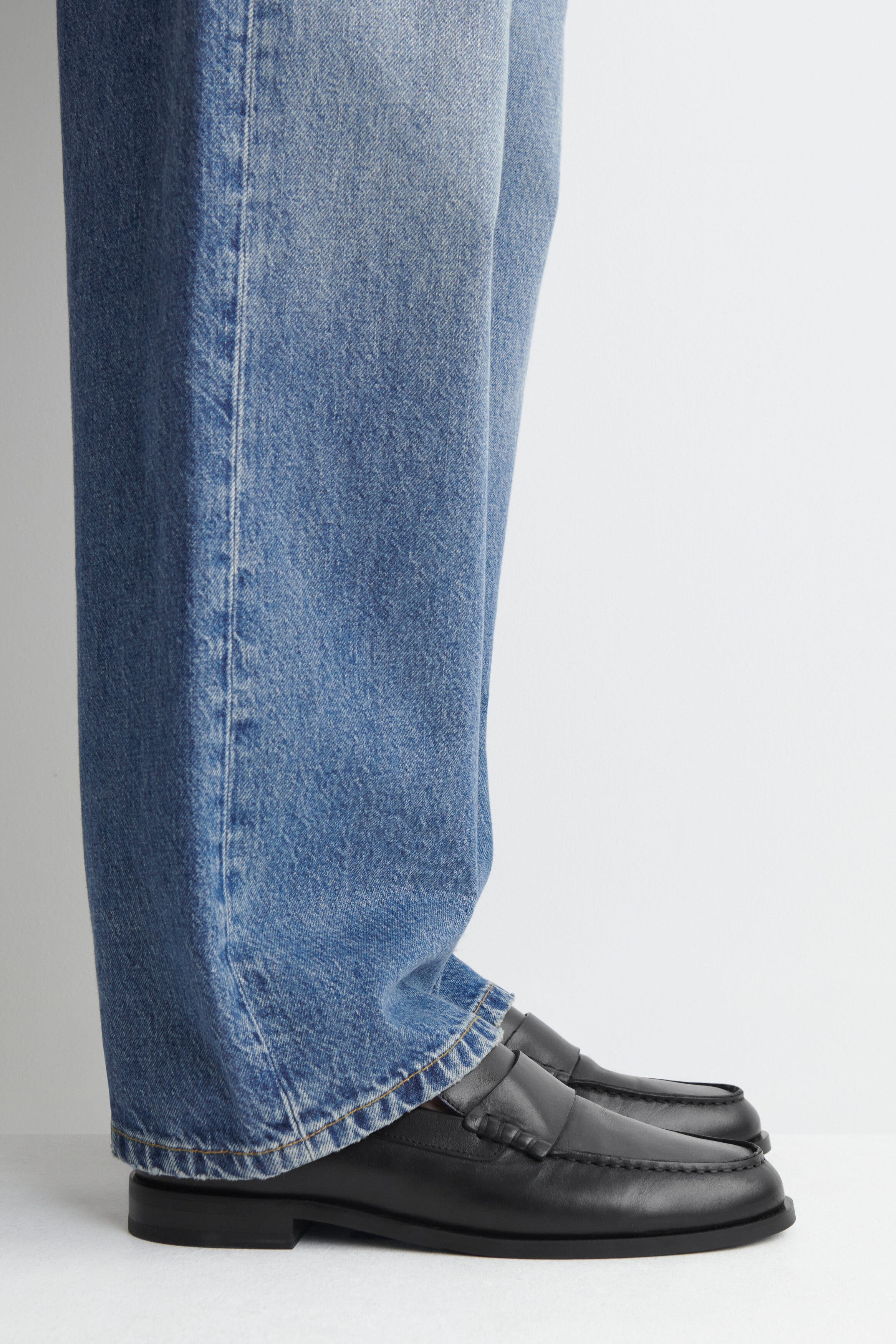 Leather Penny Loafers, Alternate, color, BLACK
