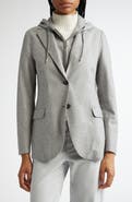 Eleventy Wool Blend Flannel Blazer with Removable Hooded Bib
