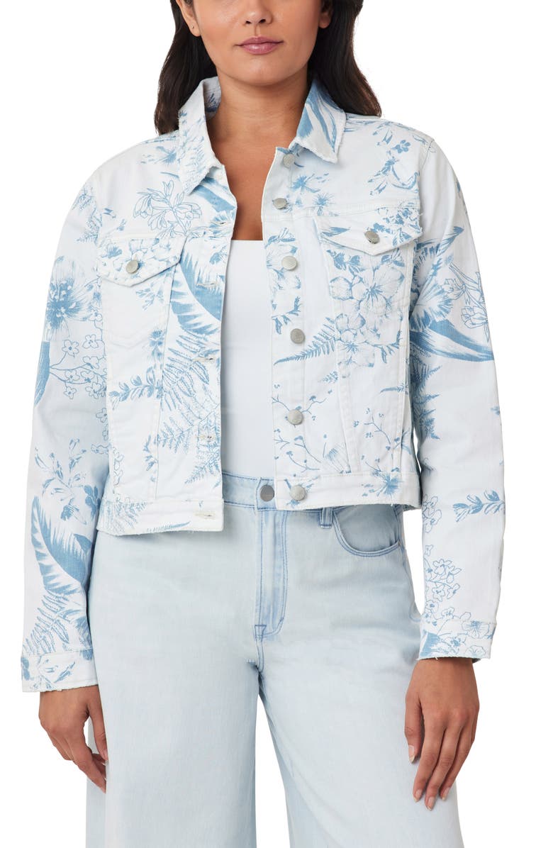 Kensie Forever Denim Jacket, Main, color, Tropical Toille