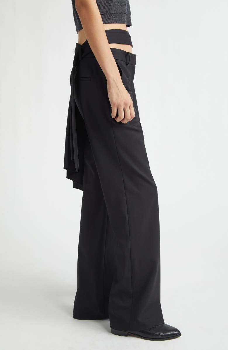 MONSE Regular Fit Belted Pleated Stretch Virgin Wool Skirt Trousers, Alternate, color, Black