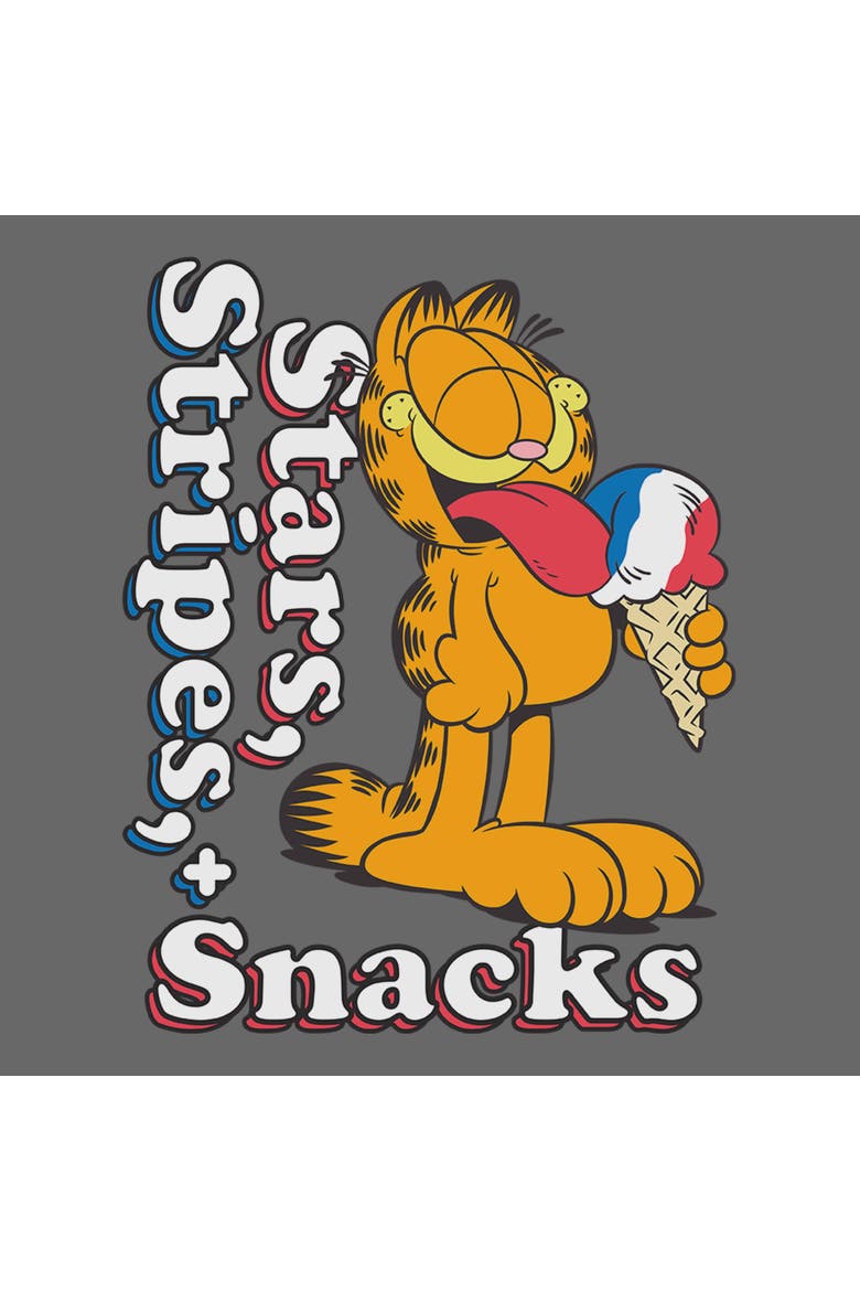 Junior's Stars Stripes and Snacks Short Sleeve Graphic T-Shirt, Alternate, color, Charcoal