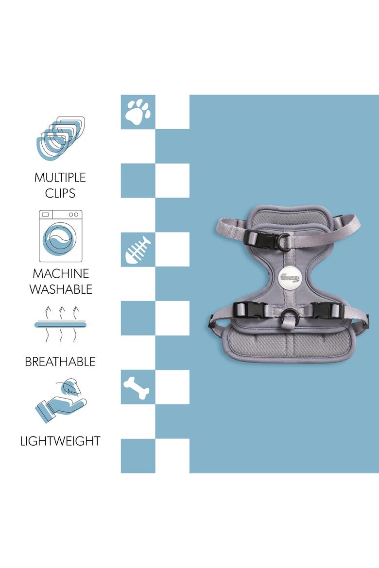 Arlo Adjustable Soft Padded No Pull Pet Harness with 3 Buckles and 3 Leash Clips, Alternate, color, Gray