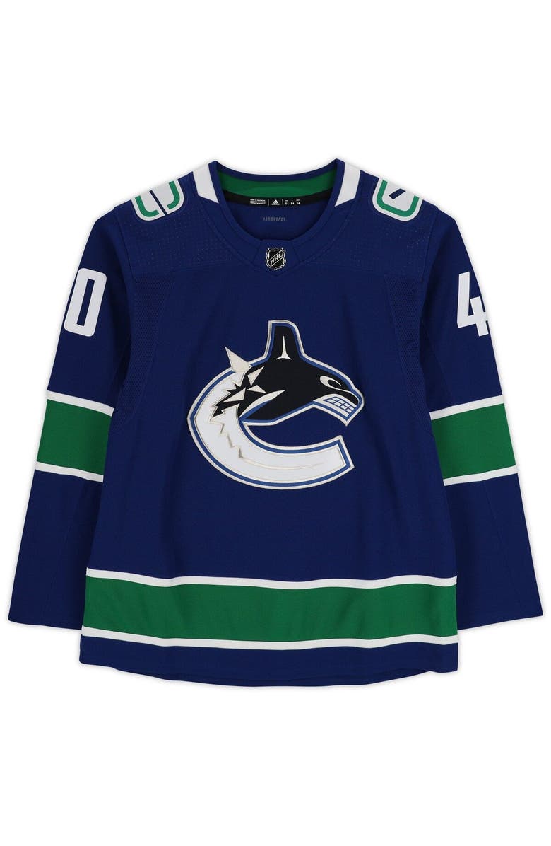 FANATICS AUTHENTIC Elias Pettersson Vancouver Canucks Autographed Blue Adidas Authentic Jersey, Alternate, color, 