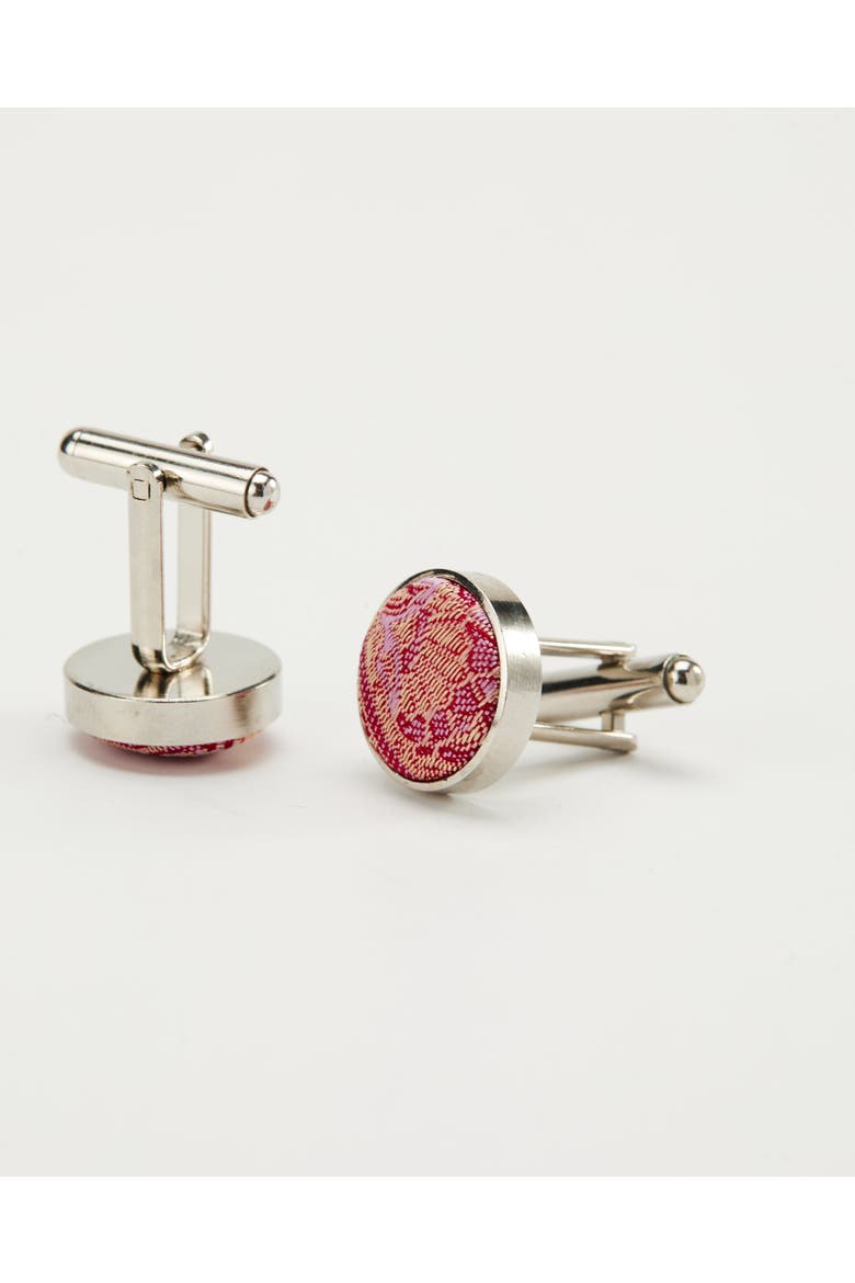 Paisley Silk Cufflinks, Alternate, color, Rose Merlot