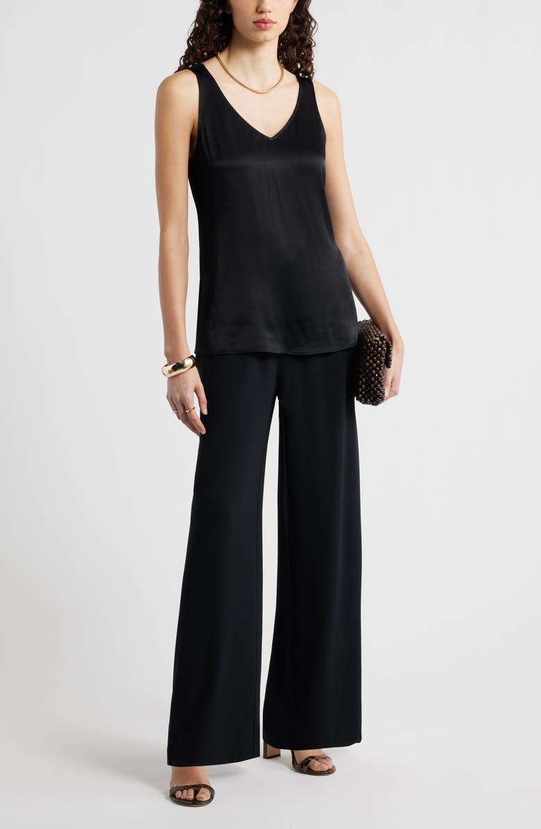 Nordstrom Satin Shell Top, Alternate, color, Black