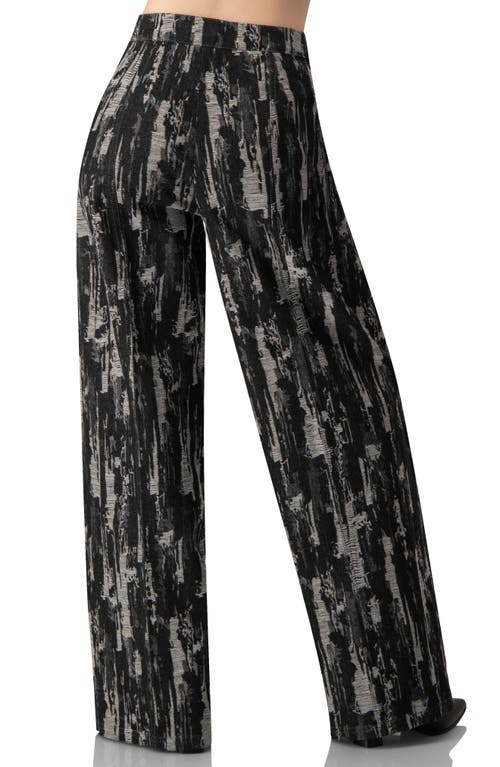 Ivonne Abstract Print Wide-leg Jeans In Black