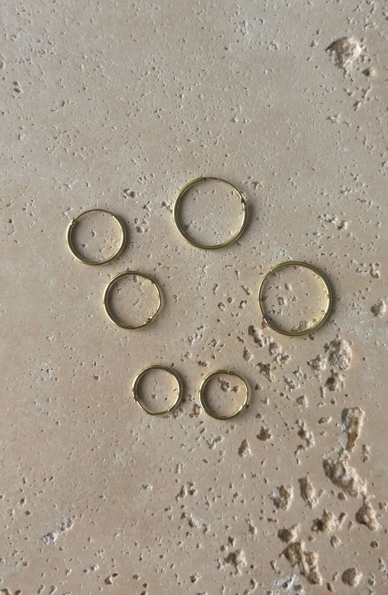 ADORNIA FINE Set of 3 Assorted 925 Sterling Silver Hoop Earrings, Alternate, color, Gold