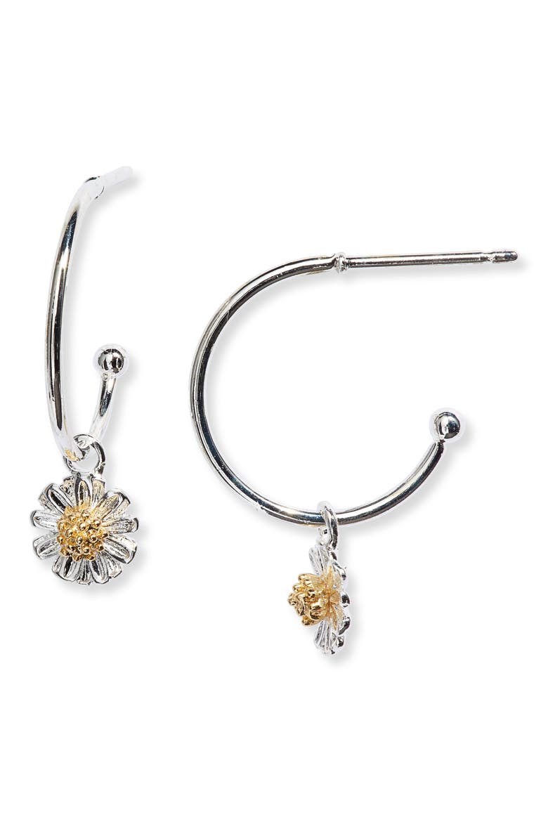 Wildflower Mini Hoop Earrings, Main, color, GOLD/ SILVER