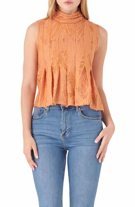 Destroyed Cotton & Linen Sleeveless Crop Top