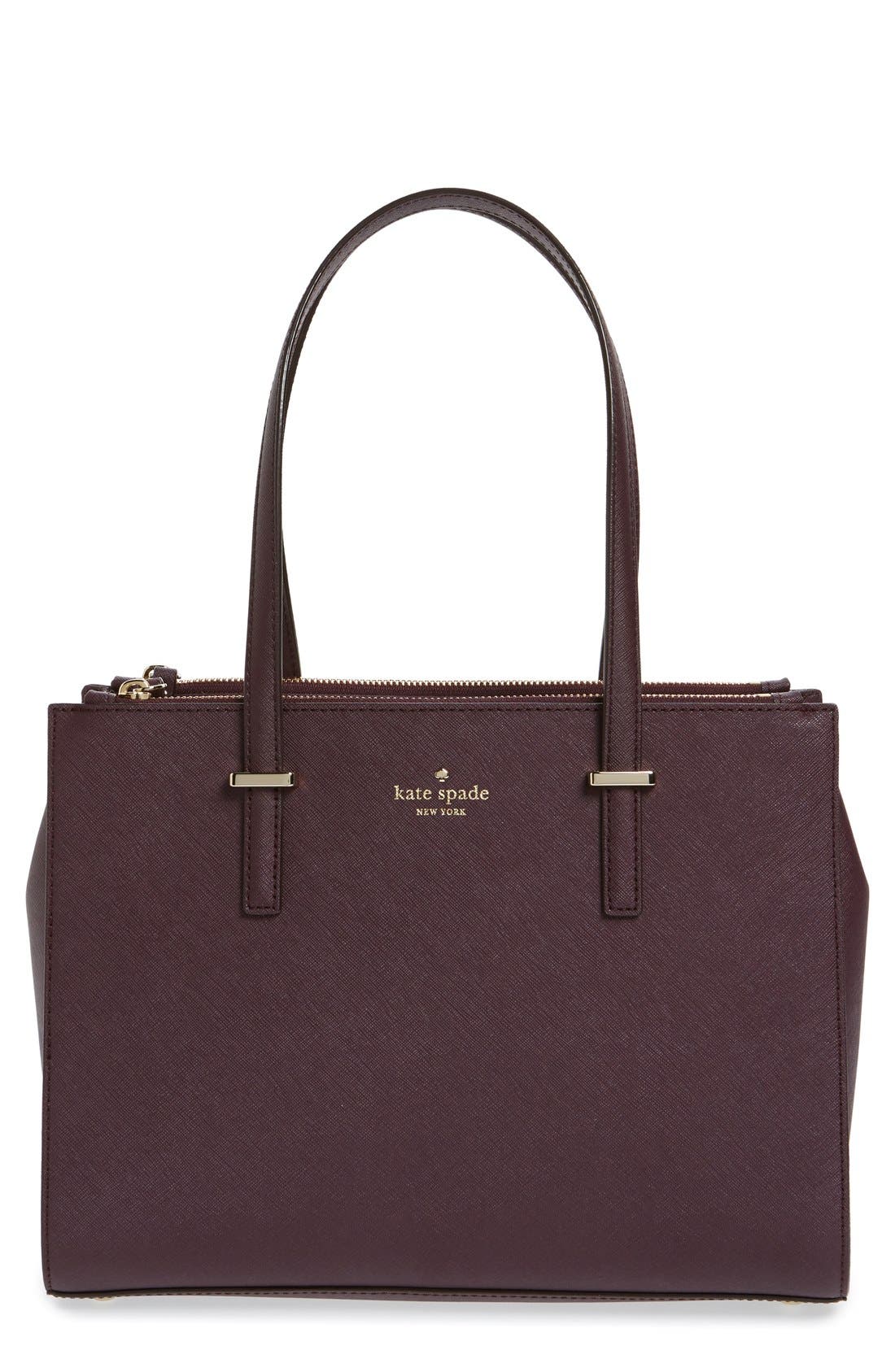 'cedar street - small jensen' leather tote, Main, color, MAHOGANY