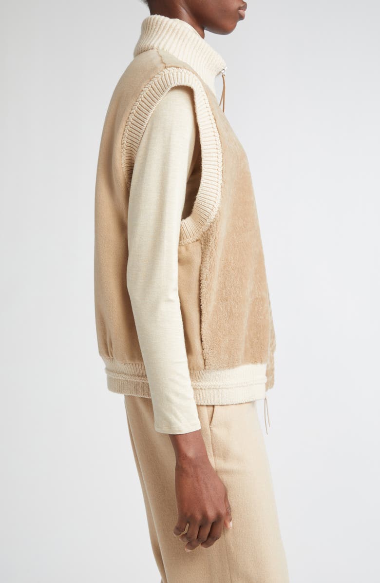 Lafayette 148 New York Genuine Shearling & Camel Hair Vest, Alternate, color, Natural