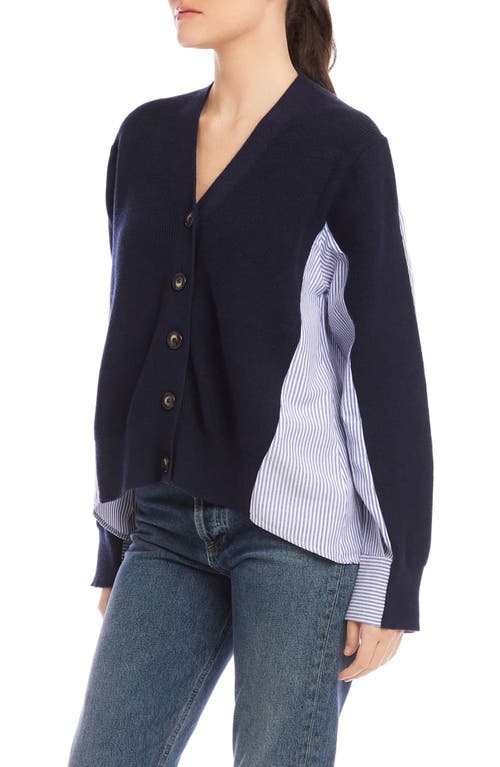 Fifteen Twenty Celine Mixed Media Cardigan In Blue