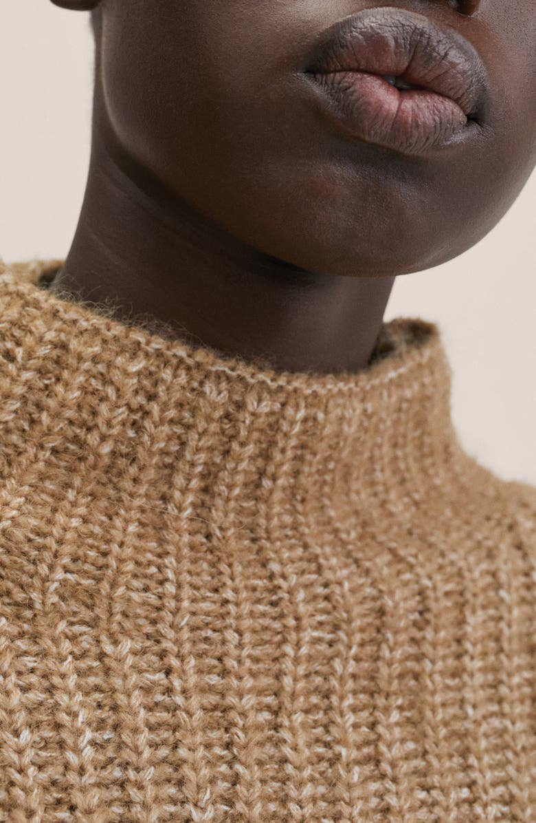 MANGO Women's Oversize Funnel Neck Crop Sweater, Alternate, color,