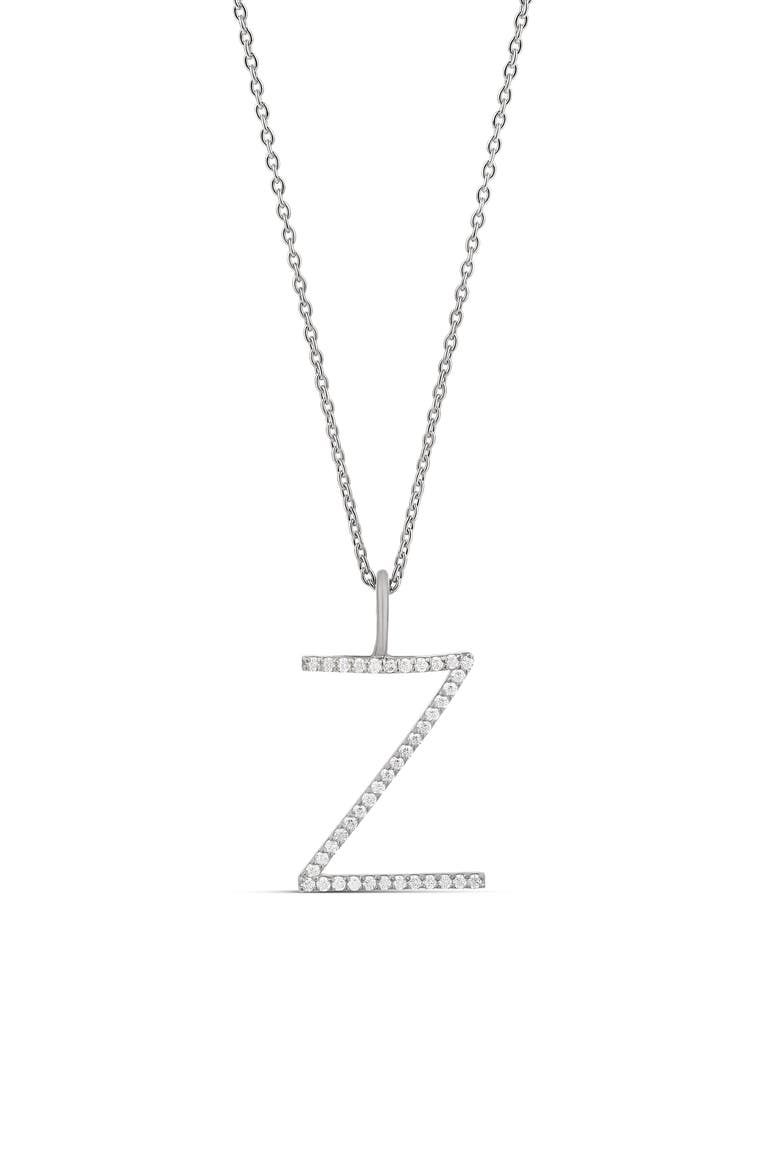 Jumbo Pavé Block Initial Pendant Necklace, Main, color, SILVER