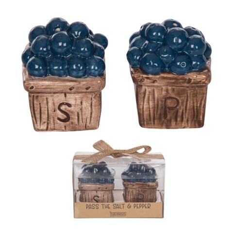 Ceramic Blueberry Basket Salt and Pepper Shaker Set of 2 Home Decor Patriotic Kitchen Accessories