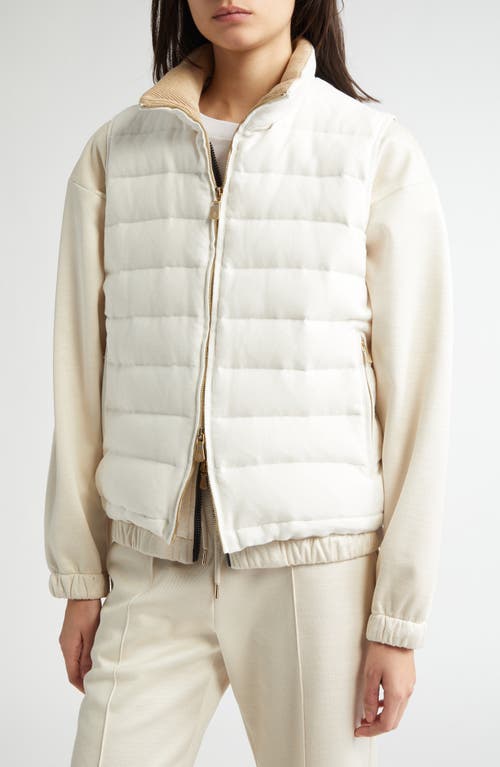 Eleventy Linen Blend Down Puffer Vest In White