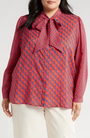 HARSHMAN Aveline Tie Neck Button-Up Shirt