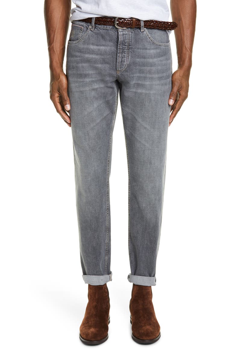 Brunello Selvedge Denim Jeans, Main, color, DARK WASH DENIM