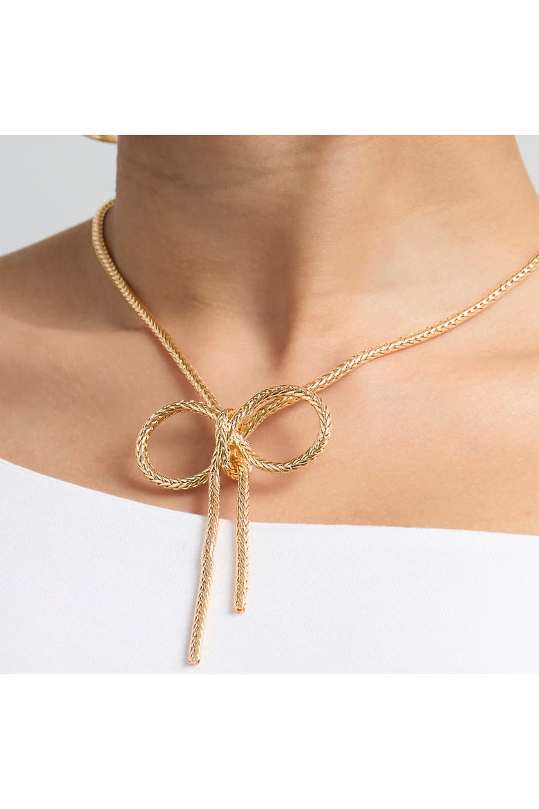 Gold Bow Pendant Chain Necklace, Alternate, color, Gold