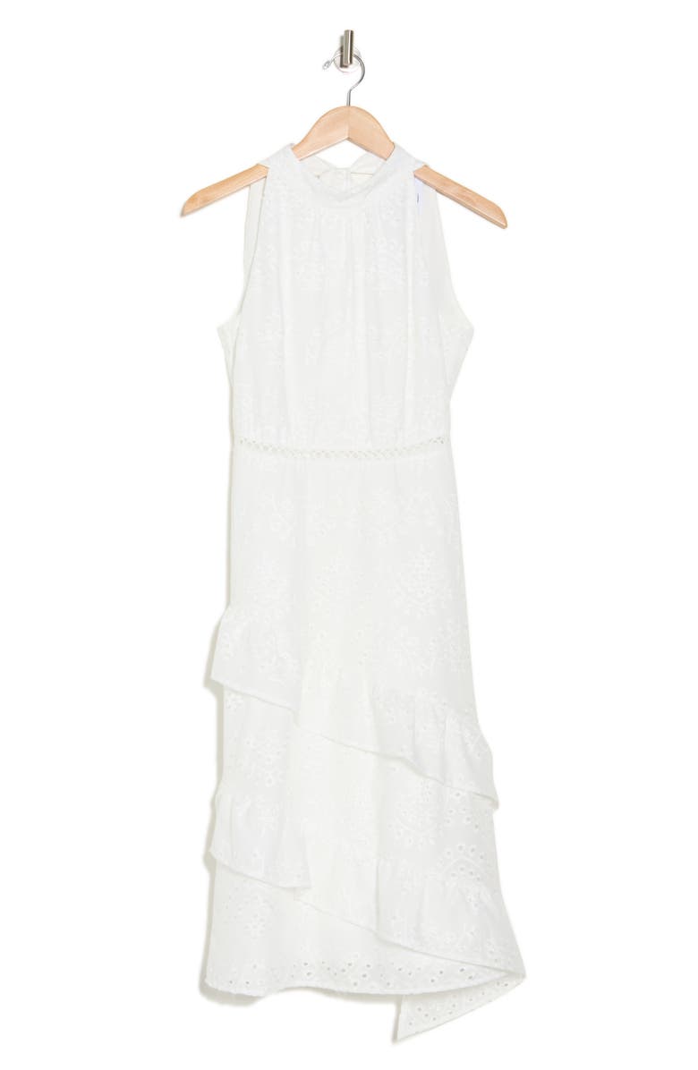 Sam Edelman High Neck Eyelet Midi Dress, Alternate, color, White