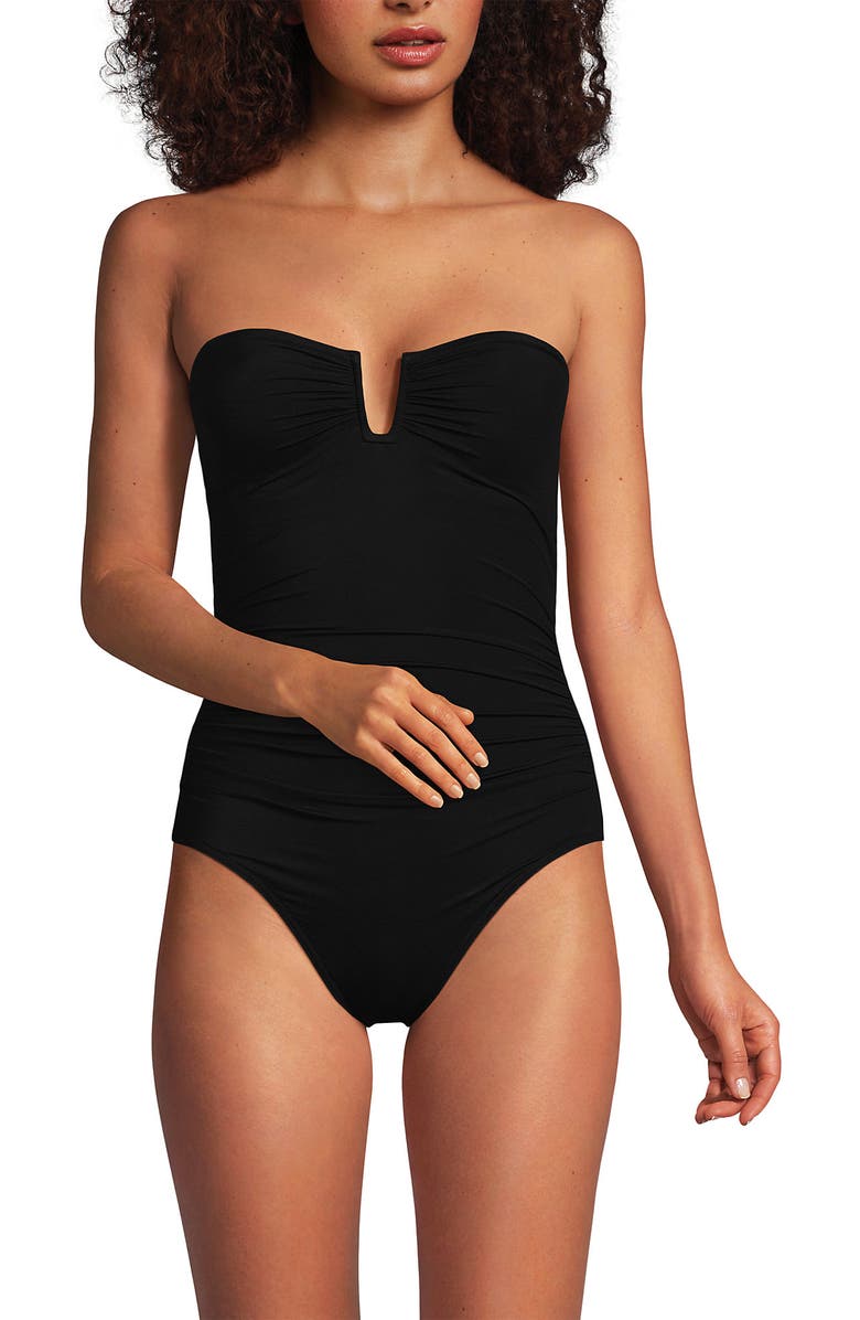 Lands' End Slender Suit Tummy Control U-Wire Bandeau One Piece Swimsuit, Main, color,