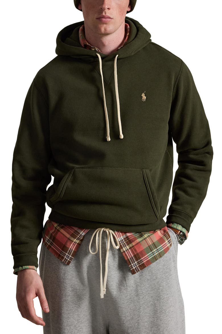 Fleece Hoodie, Main, color, COMPANY OLIVE