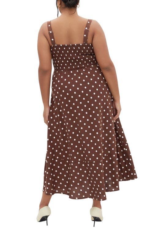 City Chic Collins Maxi Sundress In Chocolate Spot