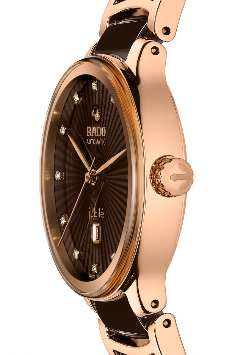 RADO Centrix Automatic Diamond Bracelet Watch, 30.5mm, Alternate, color, Brown