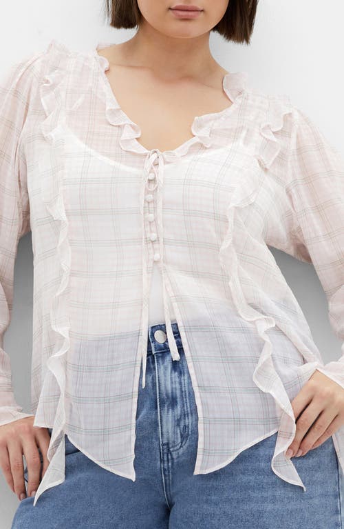 City Chic Sweet Nothings Ruffle Top In White