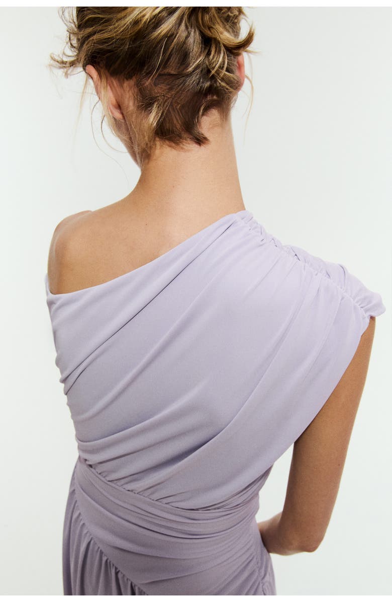H&M Draped one-shoulder jersey dress, Alternate, color, Light Dusty Purple