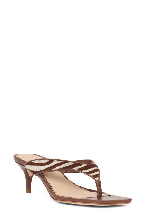 Frankie Zebra Print Calf Hair Thong Sandal (Women)