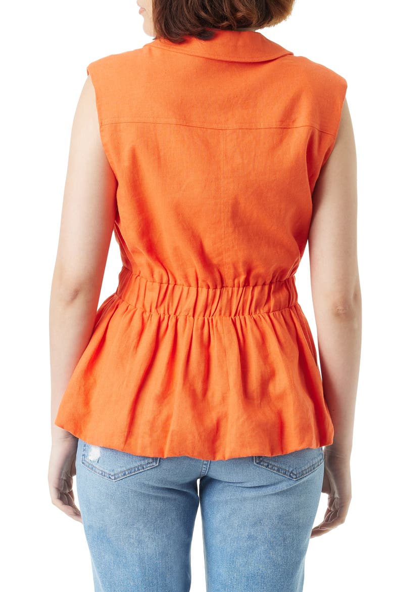 Lester Elastic Waist Linen Blend Vest, Alternate, color, TIGERLILY