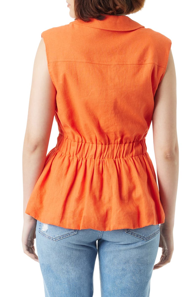 Sam Edelman Lester Elastic Waist Linen Blend Vest, Alternate, color, Tigerlily