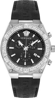 Versace V-Sporty Creca Leather Strap Watch, 46mm