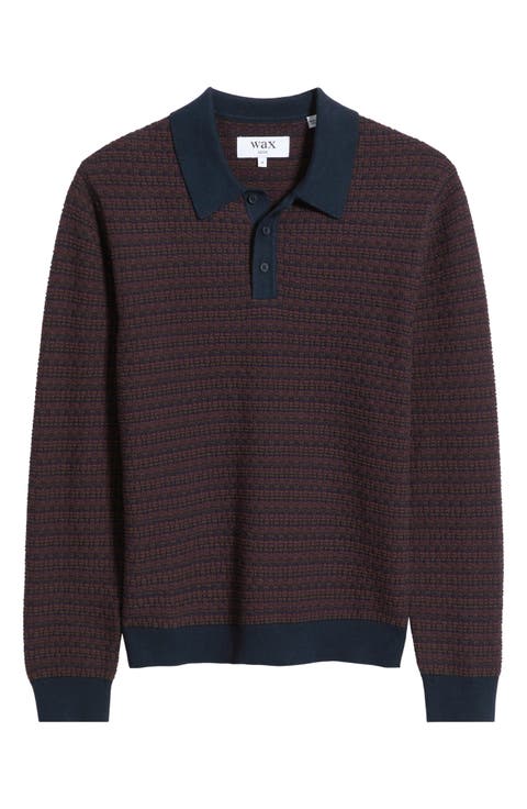 Oban Long Sleeve Mini Geometric Jacquard Polo