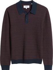 Wax London Oban Long Sleeve Mini Geometric Jacquard Polo