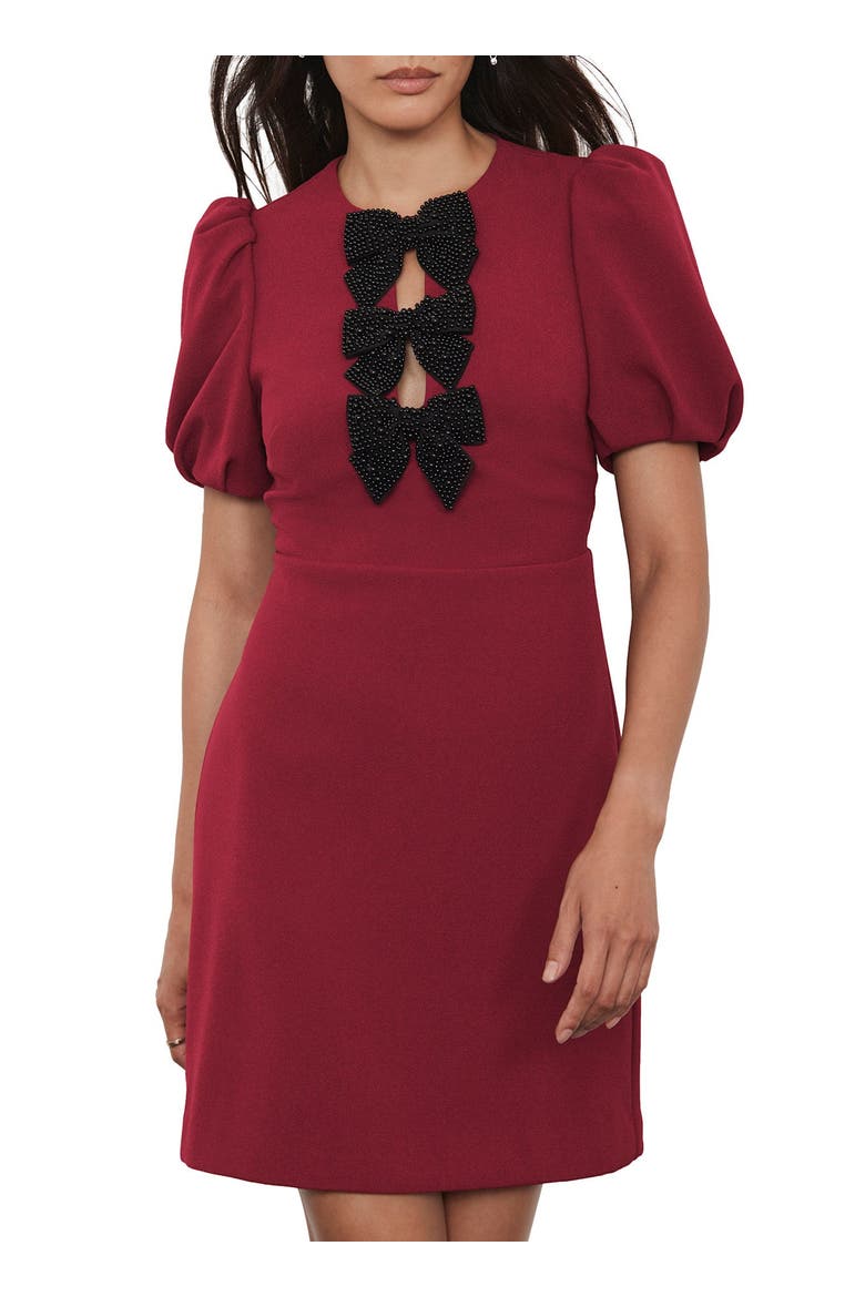 Bow Detail Mini Dress, Main, color, Red