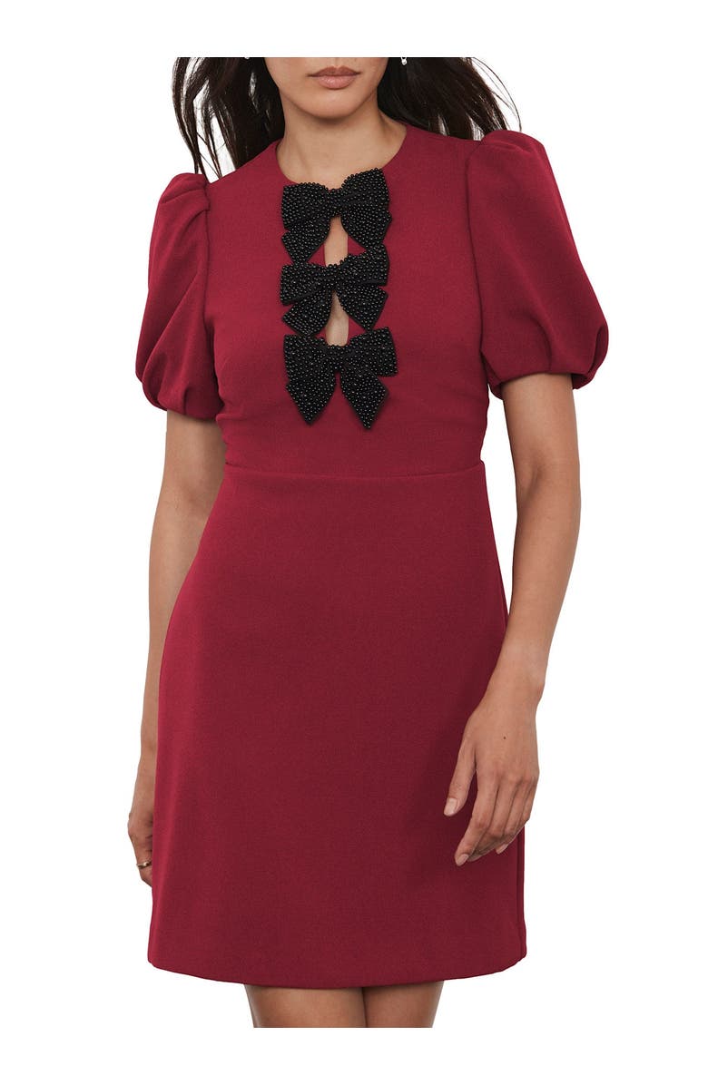 MINT VELVET Bow Detail Mini Dress, Main, color, Red