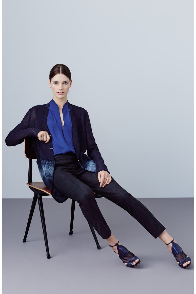 'Judith' Asymmetrical Silk Blouse, Alternate, color, LEAF