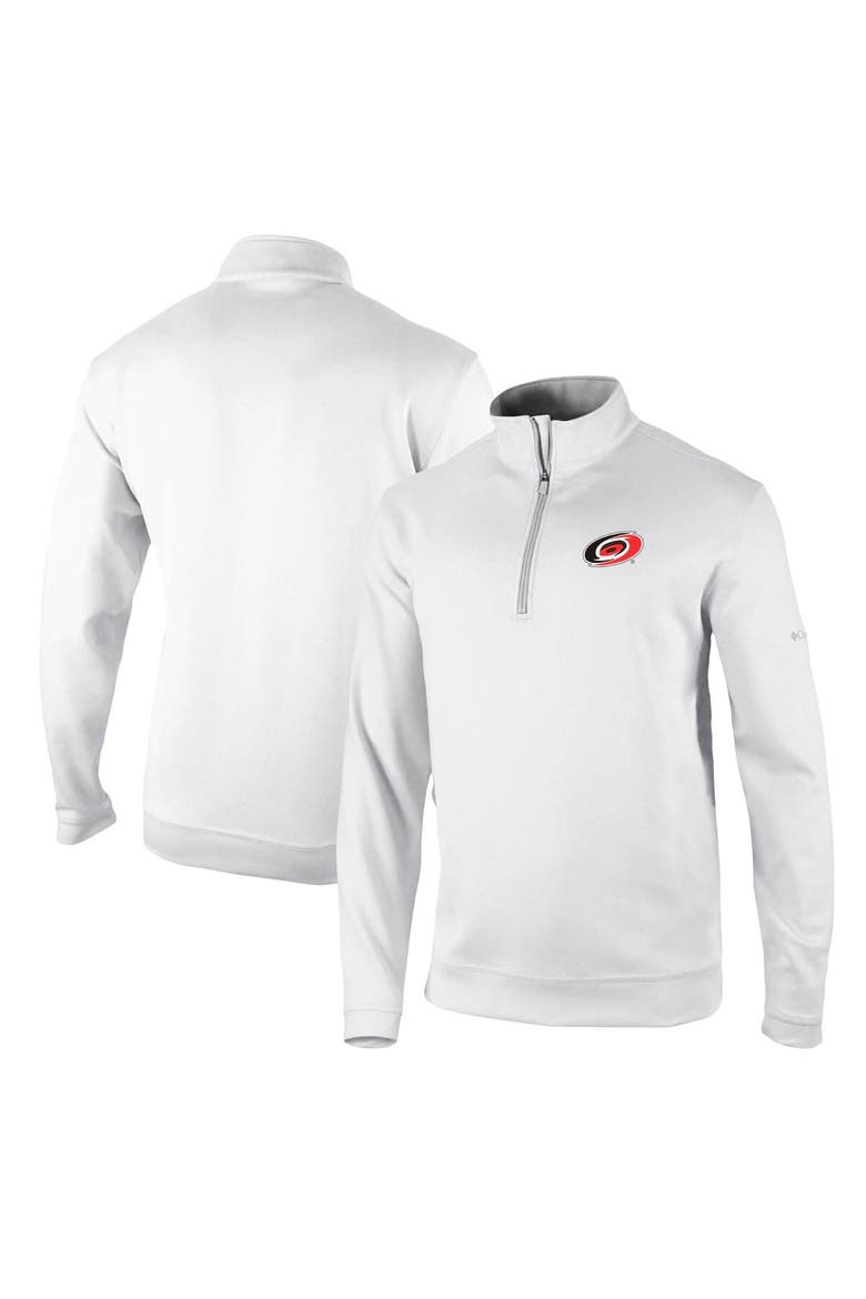 Men's Columbia White Carolina Hurricanes Wickham Hills Omni-Wick Quarter-Zip Jacket, Main, color, White