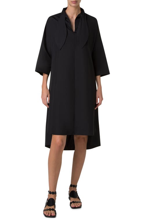 Akris Punto Tie Neck Cotton Tunic Dress In Black