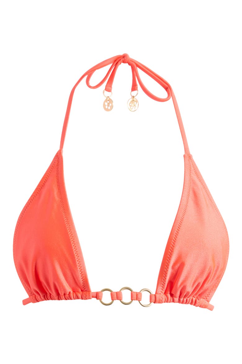 Trio Ring Triangle Bikini Top, Alternate, color, GUAVA GLOW