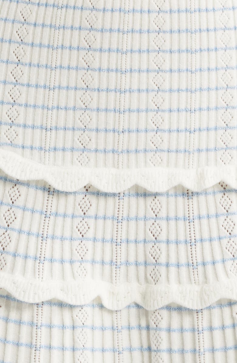 LoveShackFancy Colella Stripe Pointelle Tiered Miniskirt, Alternate, color, Sailor Stripes