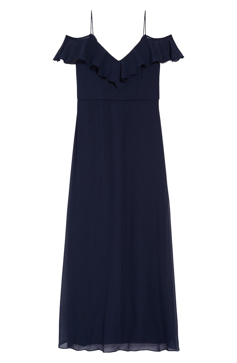 Dessy Collection Cold Shoulder Chiffon Flower Girl Dress, Main, color, 