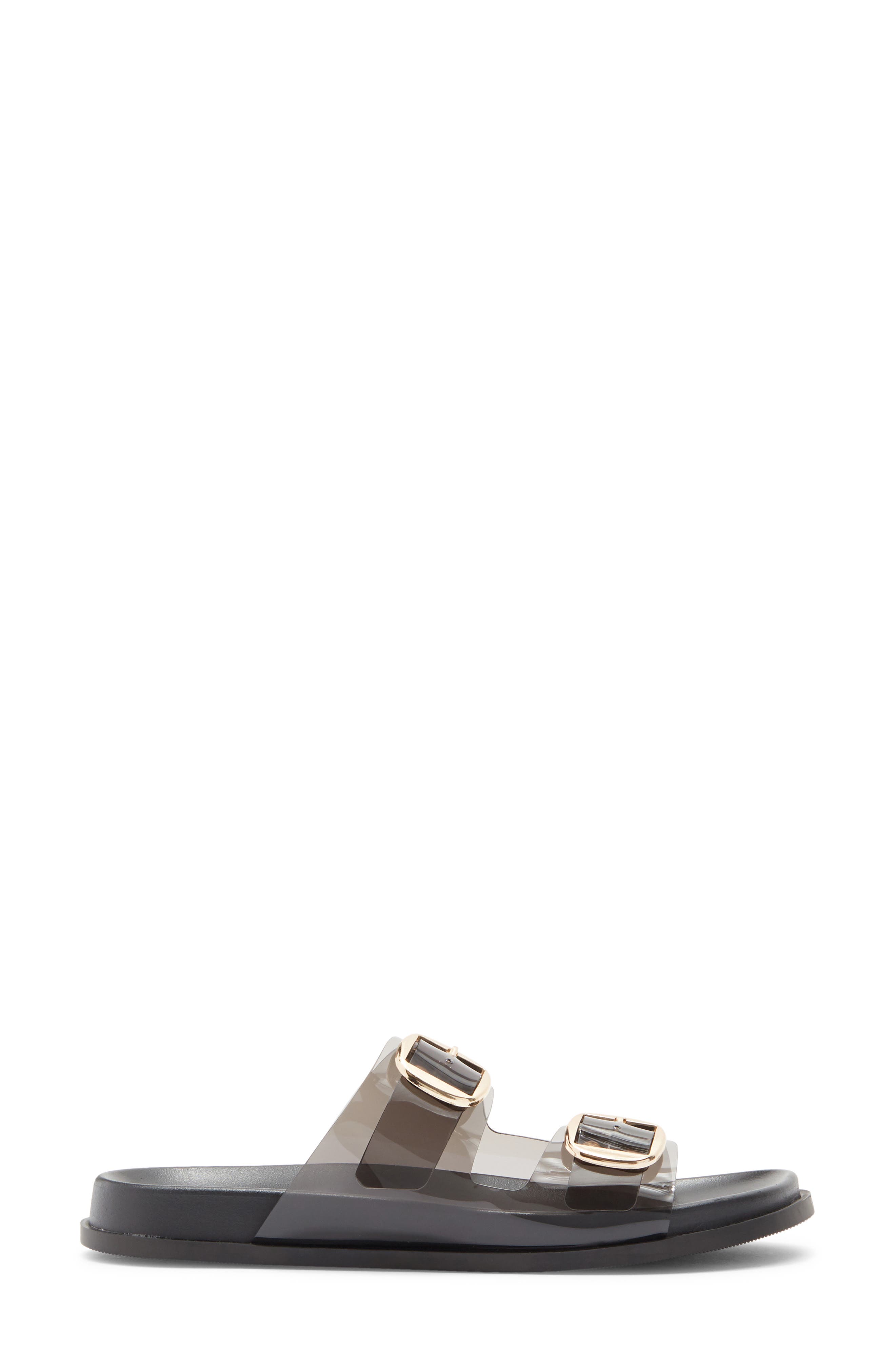 TOP MODA Daniela Clear Double Strap Slide Sandal, Alternate, color, Black Tpu