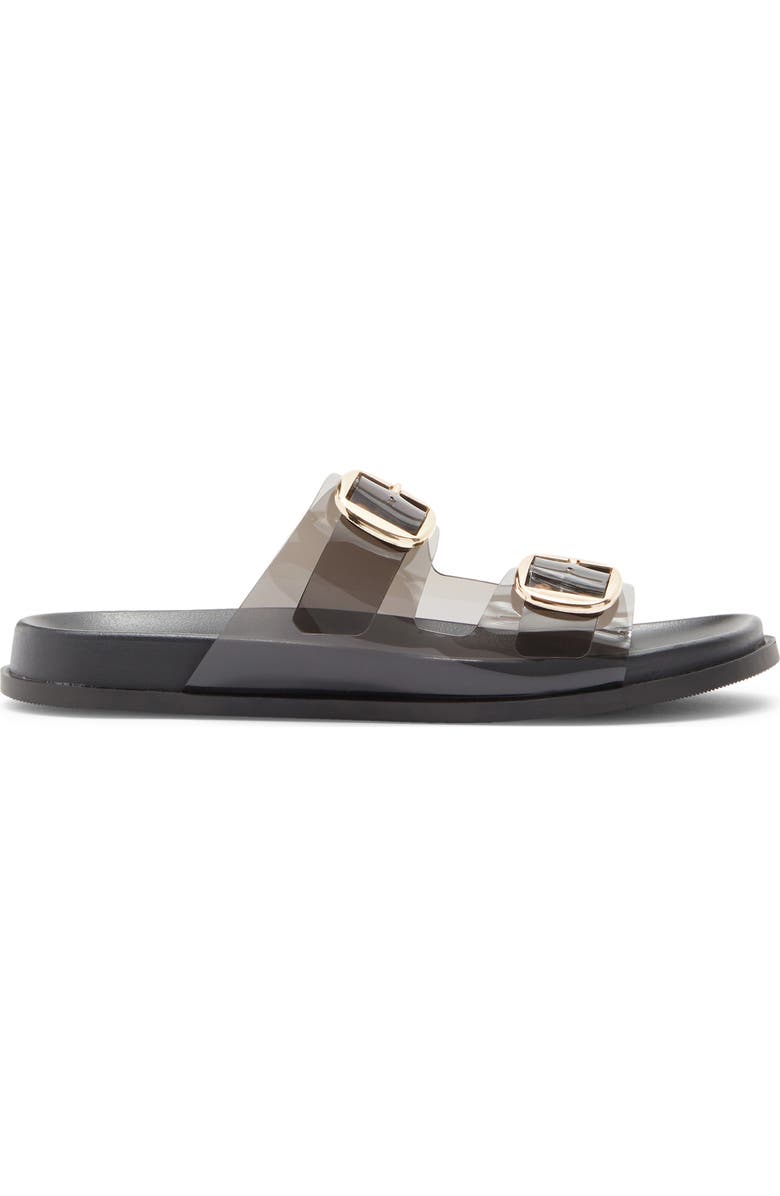 TOP MODA Daniela Clear Double Strap Slide Sandal, Alternate, color, Black Tpu