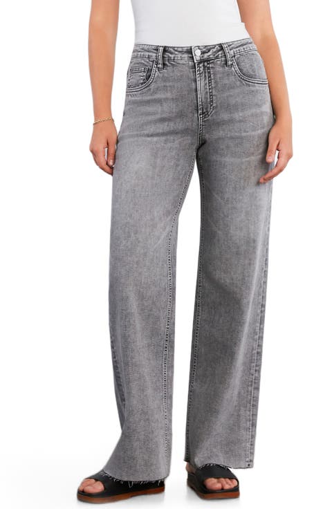Raw Hem Wide Leg Jeans (Storm)