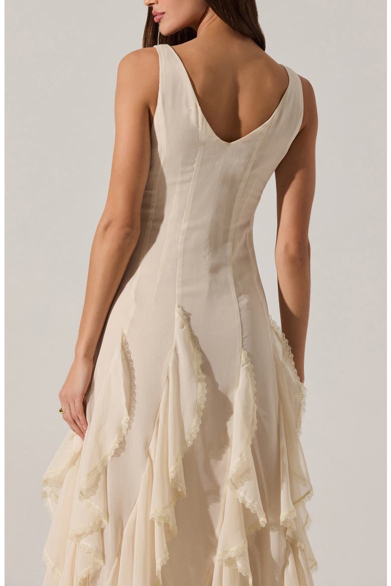 Philomene Ruffle Detail Midi Dress, Alternate, color, CREAM