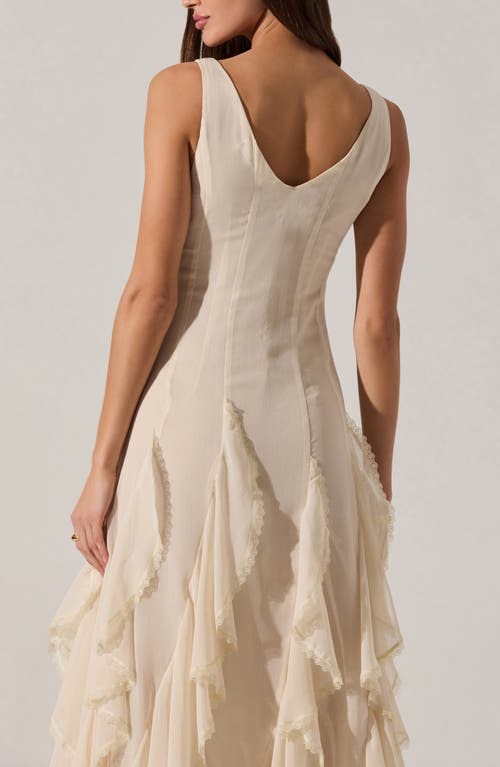 Astr The Label Philomene Ruffle Detail Midi Dress In Neutral